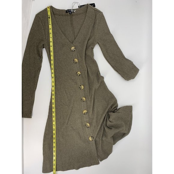 NWT Velvet Heart - Brown/Green ribbed fit & flare sweater dress Size XS - Picture 9 of 9
